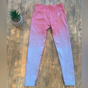 Gymshark Women’s Leggings XS Pink to Purple Ombre Fade Workout Thick Waistband